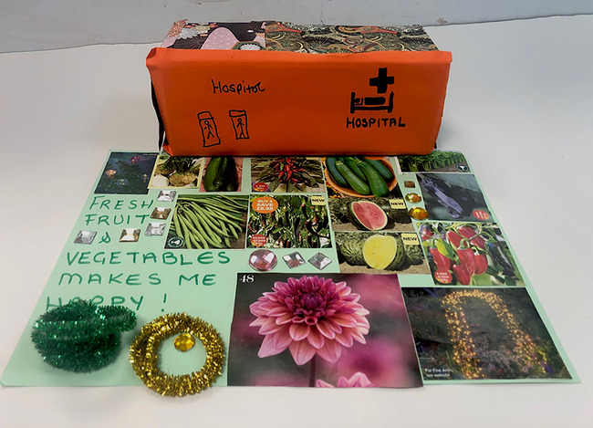 Creative workshop outputs around self care from a workshop in Barton Hill around health inequalities